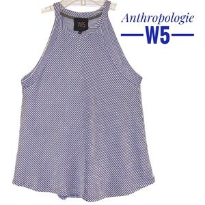 Anthropologie W5 halter tank top blue and white striped  M